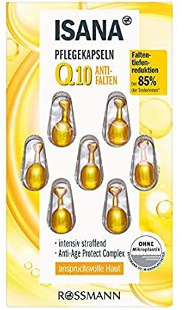 ISANA Q10 Anti-Falten Pflegekapseln -reduziert die Faltentiefe - intensiv straffend - mit Anti-Age Protect Complex - 2 x 7 = 14 Kapseln