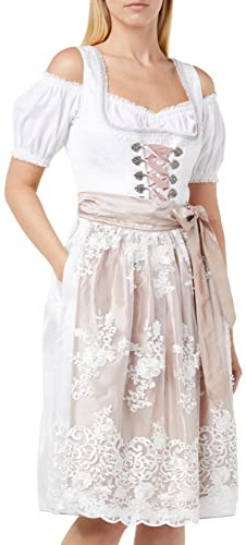 Stockerpoint Aurelie Midi Dirndl para Mujer, Blanco, 44