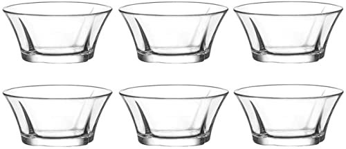 Tradineur - Set de 6 boles de cristal, modelo Truva, cuencos para servir aperitivos, postres, resistentes, aptos para lavavajillas (310 ml, 12 x 5,5 cm)