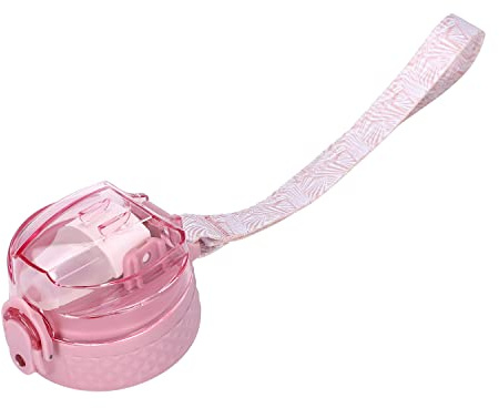 OLDLEY Replacement Straw Lid for 450ml Water Bottle, Leakproof Dustproof One-Click Open Cap with Carry Strap (Candy Pink)