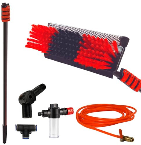 Starlyf Telescopic Hydrocleaner, Scopa telescopica per pulizia fino a 7 MTS, alimentata ad acqua, dosatore di sapone, pulizia pannelli solari, lavaggio camion, finestre, pannelli solari (7M)