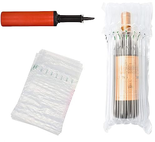 Tomuvpzn 15 pièces de Protection de Bouteille de vin Anti Choc Colonne Gonflable Air Column Bubble Réutilisable Manches Voyage Colonne Gonflable Coussin Sac avec Pompe à air Couleur aléatoire