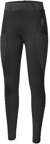 Start Kensington Damen Reitleggins mit Silikonvollbesatz und Handytasche - Reitsport-Hosen für Damen, Reithose Kinder Mädchen, Reiterhosen Mädchen Damen (as3, Numeric, Numeric_170, Schwarz)