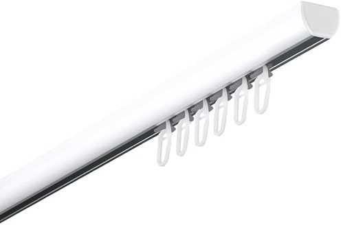 Garesa Gardinenschiene Profil 400, 1-läufig, Weiß I Aluminiumschiene inkl. Gleiter I Deckenmontage I Halbrunde Vorhangschiene I 330cm