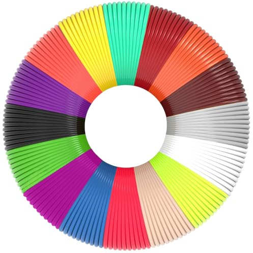 Yungden Filamento PLA para Bolígrafo 3D, 15 Colores 1,75mm Lapiz 3D Filamento Recargas, Utilizado con MYNT3D, SCRIB3D, Saywe, yummici, Acdolf Pluma de Impresión 3d (Bolígrafo 3D no Incluido)