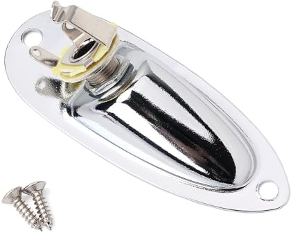 WLDJXLGL Boat style 1/4 inch Guitar Input Jack Socket Plate Output Loaded parts Guitar Strat jack for Fender Stratocaster Strat St Mono for Electric Guitar Replacement Parts (Chrome)