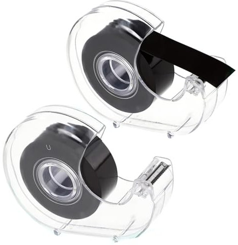 Lot de 2 rubans magnétiques auto-adhésifs avec distributeur - 8 m de long - Noir - Rouleau de ruban adhésif flexible pour bricolage, décoration de la maison, fournitures de bureau, production