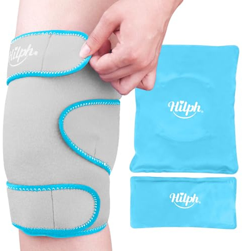 Hilph Borsa refrigerante per ginocchio con gel, manicotto refrigerante regolabile per uso freddo e calore, riutilizzabile e flessibile, grigio