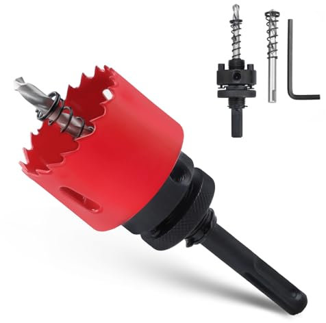 Sega a tazza 42 mm, sega a tazza in acciaio HSS con codolo SDS plus e codolo esagonale per legno, cartongesso, plastica