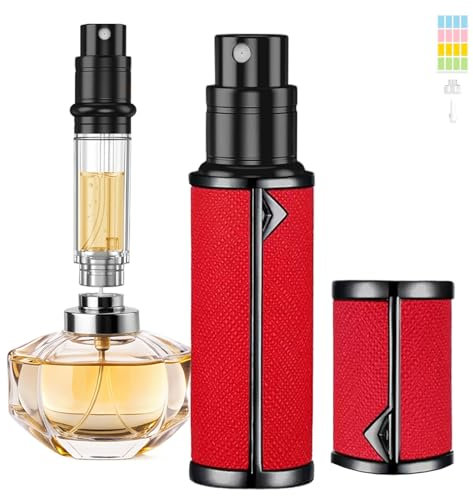JOOMOKO Perfume Atomiser, Perfume Travel Bottle, 5ML Atomiser Spray Bottle Portable Perfume Dispenser Easy to Refill Cologne Dispenser for Women and Men (Red)