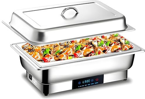 QUTBAG Réchaud électrique 600 W, serveurs de Buffet et réchauds en Acier Inoxydable avec température réglable de 35 °C ~ 90 °C, pour Restaurant, Restauration, fêtes, Mariages, Pique-niques