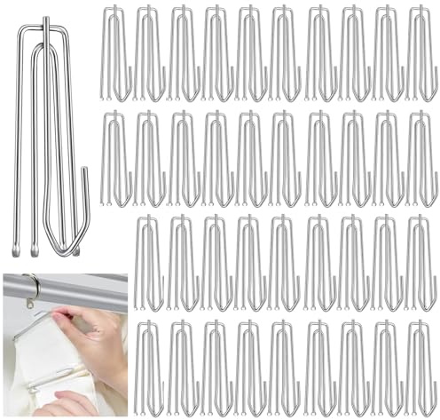 Gardinkrokar metall, 40 stycken förstärkta gardinkrokar metall, gardinkrokar av rostfritt stål, rostfritt stål, gardinkrokar, 4 pinnar pinch gardin vikta krokar, klämma klämkrokar, gardinkrokar