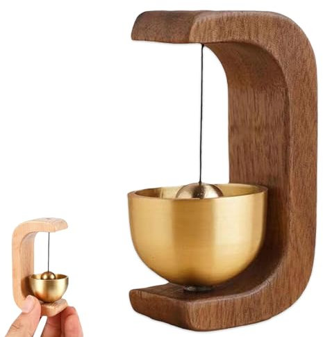 Campanello a vento in legno a forma di C, a ventosa, in legno massello, per negozianti, per aprire la porta, campanello magnetico per casa, veranda, giardino, decorazione ristorante (B)