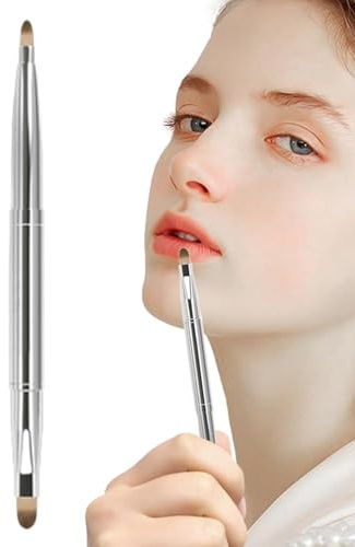 Tewzafiya Brosses de maquillage à lèvres rétractables, brosses à deux lèpre | Applicateur de sourcils à rouge à lèvres rétractable,Repassage à lèvres étanche à la poussière avec pointes fourchues pour