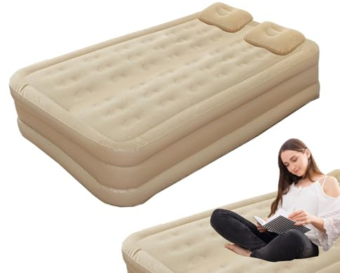 Niesel Cama de aire doble con bomba integrada, colchón inflable automático, Camping Pupling Mattress cama gemela bomba integrada, Almohadilla de inflación automática plegable desinflado para un fácil