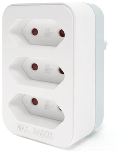 Enchufe de conversión Recto de 10A, 1 a 3, Ideal para adaptar Dispositivos Europeos a Diferentes Tomas de Corriente.