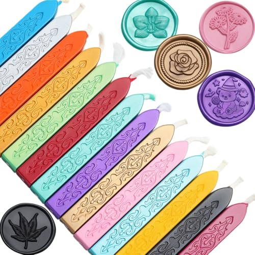 14 PCS Mixed Colors Wax Seal Sticks, Sealing Wax Candle, Making Unique Decors for Thanks Card/Halloween/Gift Wrapping/Kraft Bag (14, Mixed Colors)