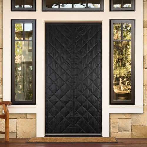 FortiTooi Türvorhänge Wärmeschutzvorhang, Magnetischer Thermovorhänge 90 x 200 cm, Verdickter Oxford-Stoff Thermvorhang Tür, Winddicht Kälteschutzvorhang FürBalkontür/Terrassentür,(schwarz）