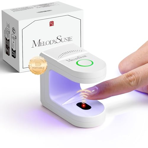 MelodySusie Mini Lampe UV LED Ongles Rechargeable, Sèche-Ongles Portable Sans Fil avec Capteur Automatique et 2 Minuteurs (30s/60s), Flash Cure pour Vernis Semi Permanent, Gel - Blanc (ART04G)