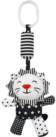 ULDIGI Pendentif pour Berceau Bébé Carillon Éolien Adorable Noir Blanc Lionceau Jouet D’éveil en Tissu Sain Éducation Précoce Stimulation Visuelle Développement Motricité Fine