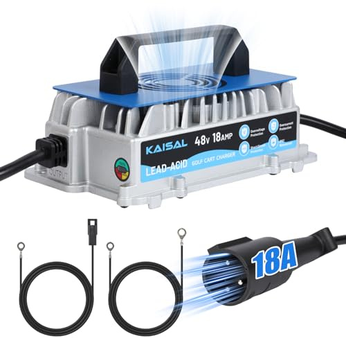 KAISAL 48V 18A Caricabatteria da Golf, 48V Caricatore per Carrello da Golf per Club Car, Caricabatterie Intelligente a Mantenimento, per 48Volt Batterie al Piombo Acido, IP67 Impermeabile