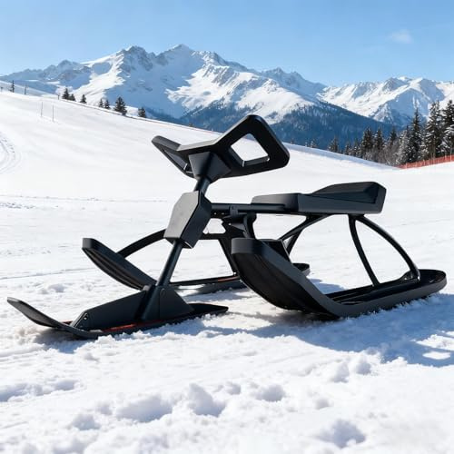 Sushangmao 2026 Snow Racer Sled/Ski Sled Slider Board-Widened Skis, 220 Lbs Load Capacity Ski Sled Slider Board With Steering Wheel, Steering Sled For Family Winter Adventure B