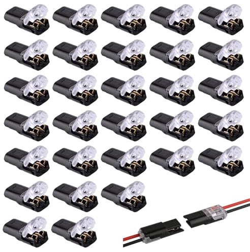 20PCS Quick Electrical Wire Connector, No Stripping Wire Connectors 2 Pin Quick Push Fit Peel Solderless for LED Strip Lights Ceiling Fans Etc