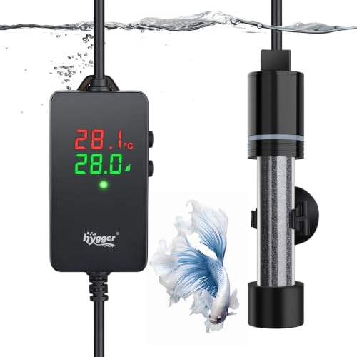 Hygger Calefacción Acuario Sumergible Calefacción de Acuario con Termostato 50W, Ajustable Acuario Heater de Peces y Tortugas(15-34°C)
