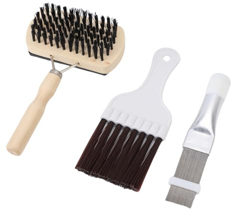 Ejoyous Finkam Luftkonditionering Kondensor Rengöringsborstesats ABS Rostfritt Stål Päronträ med Vispborste och Dubbelsidig Rengöring för AC Radiator Evaporator Underhåll