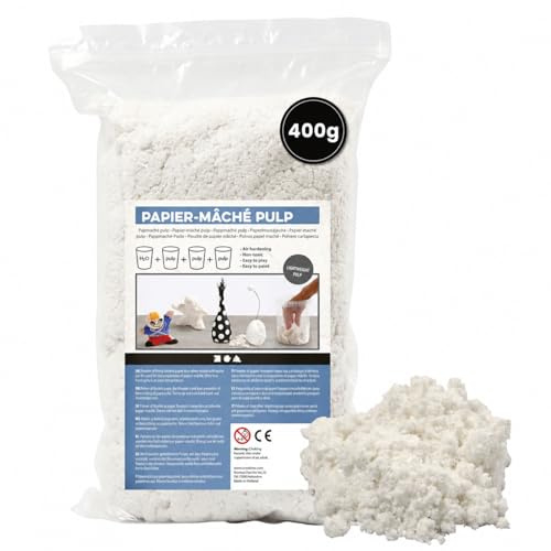 Creativ Company 263550 Papier-maché 400g Vit 1 styck Kompositmaterial för modellering - Keramikföreningar och modellering (Papper maché, Vit, Barn, Plastpåse, 400 g, 1 styck