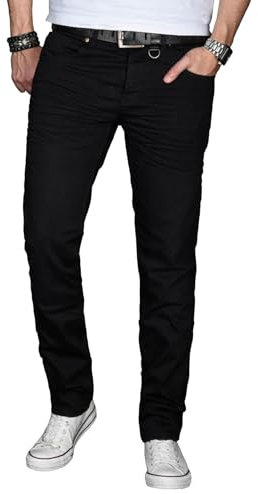 ALESSANDRO SALVARINI Herr Slim Fit Jeans Byxor Denim Stretch Jeans Jeans Jeans Washed, svart, 33W / 34L