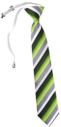 TigerTie Corbata infantil a rayas – corbata preatada con goma elástica, verde oscuro gris blanco, Länge 37 cm (incl. Knoten), Breite 7 cm