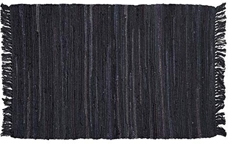 Sturbridge 2' x 3' Cotton Rag Throw Rug in Black, Hand Woven, 100% Cotton