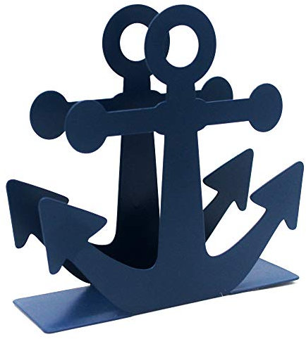 Funly mee Vintage Blue Metal Serviettenhalter, nautischer Anker Design Freistehender Taschentuch Organizer für Home Kitchen Restaurant Picknick Party