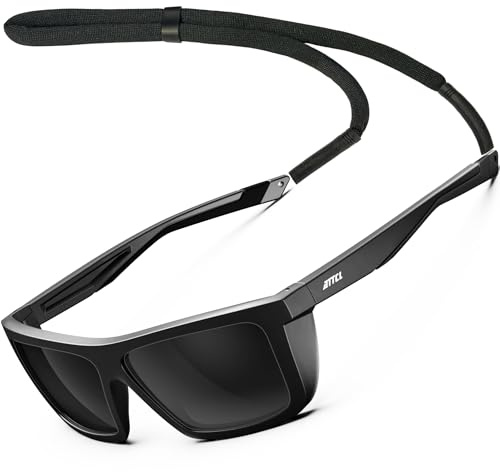 ATTCL Sports Polarized Sunglasses for Men: Secure Anti-Slip Lightweight TR90 Square Frame UV Protection for Driving Fishing Climbing 1124 Back-All