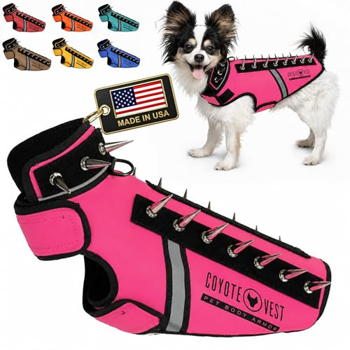 CoyoteVest SpikeVest Dog Harness, Made in the USA, XS-Neon Pink