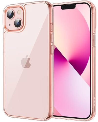 JETech Hülle für iPhone 13 Mini 5,4 Zoll, Nie Vergilbung Stoßfeste Stoßstange handyhülle, Anti-Kratzt Transparent Rückseite (Roségold)