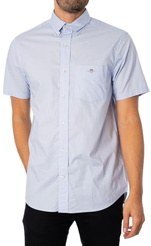 GANT Chemise en Popeline à Manches Courtes pour Homme, Bleu Clair, Bleu Clair, XL