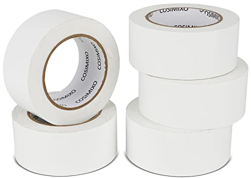 COSIMIXO 5-Pack White Heavy Duty Duct Tape, 2 inches x 30 Yards, Strong, Flexible, No Residue, All-Weather and Tear by Hand - Bulk Value for Repairs, Industrial, Professional Use