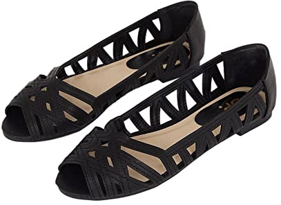 Dorothy Perkins Women’s Prim Peep Toe Ballet Pumps, Spring Summer, Office, Party, Occasion, Wedding Guest Black