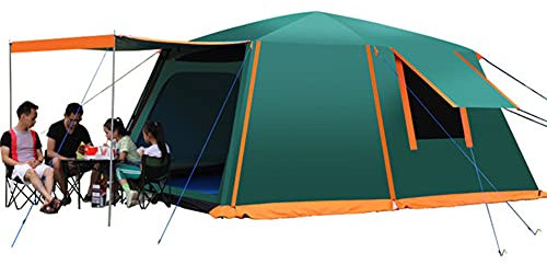 RajoNN Zelt, Kuppelzelt mit Veranda, automatisches Pop-up-Zelt, Sonnenschutz, einfacher Aufbau, doppelschichtig, für Familien, mit Tragetasche für Outdoor-Camping, Angeln, Grillen