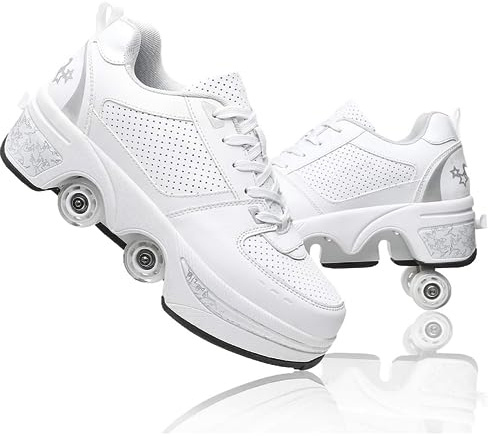 Chaussure Roller Fille Patin a Roulette Chaussures de Skateboard Rollers Quad avec 4 Roues, Basket Roller Enfant pour garçons et Filles
