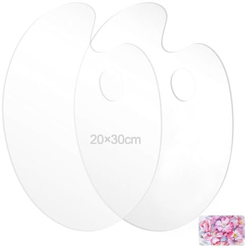 Klare Acryl Malpalette, 2 Stück 20×30cm Klare Mischpalette, Mischpalette Acrylfarben, Malpalette Mischpalette Acrylfarben, Transparent Oval Palette, Farbmischpalette, für DIY Kunst Malerei