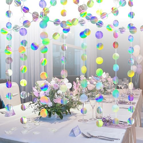 52 ft / 16 Meter Girlande für Party Deko und Geburtstagsdeko,Aufhängen Papier Girlande Glitzer Rund, Glitzer Kreis Punkte Geburtstagsgirlande, Party Girlanden Papiergirlanden Glitzernde für Geburtstag
