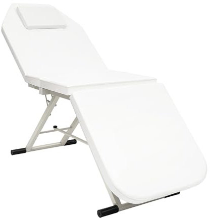 MINRS Mobile Massageliege Klappbar Massagebett Belastung bis 250 kg Höhenverstellbare Massagetisch Sowohl als Stuhl und Bett Massagebank Profi für Kosmetik, Spa, Salon, Tattoo (Weiß)