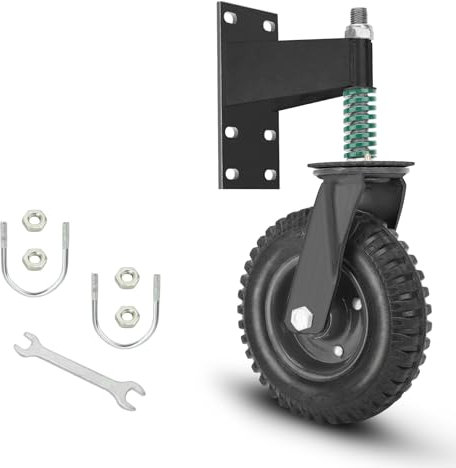 200mm Schwerlastrollen Zaun Tor Rad 275KG Kapazität Federbelastete Torrollen 360° Lenkrollen Stoßdämpfung Gummirollen mit Schraubenschlüssel & Schrauben für Metallrohr Schwingtor und Holztor