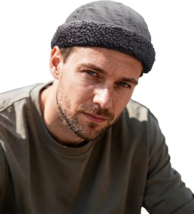 Clakllie Denim bomull dockarkeps herr broderi sjömansmössa hip hop dockningsmössa justerbar hamnmössa keps utan skärm rullad manschett fiskarhatt, CDGE-FMW2401-grå, one size