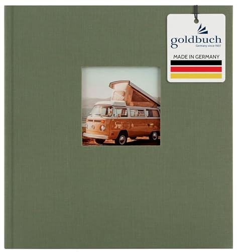 goldbuch 27 309 Bella Vista - Álbum de fotos con diseño de alcachofa, álbum de recuerdos en formato 30 x 31 cm, 60 páginas blancas con separadores de pergamino, libro de fotos con cubierta de lino en