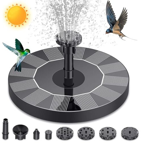 Anluomafuy Fontaine Solaire Flottante pour Jardin,Pompe Solaire Extérieure avec 6 Buses, 1.5W, Extérieur Flottante Pompe Bassin Solaire Pas de Batterie 16cm (16cm)