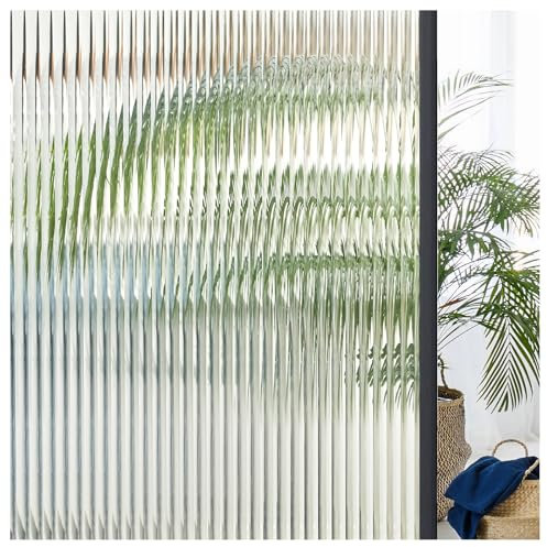 Lifetree Reeded Glass Window Film Privacy: 3D Decorative Vinyl Window Privacy Film Static Cling UV Blocking for Glass Windows Door (No Glue Type 1, 44.5 * 200cm)